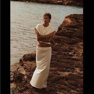 WASHED EFFECT LONG HEAVY COTTON SKIRT
